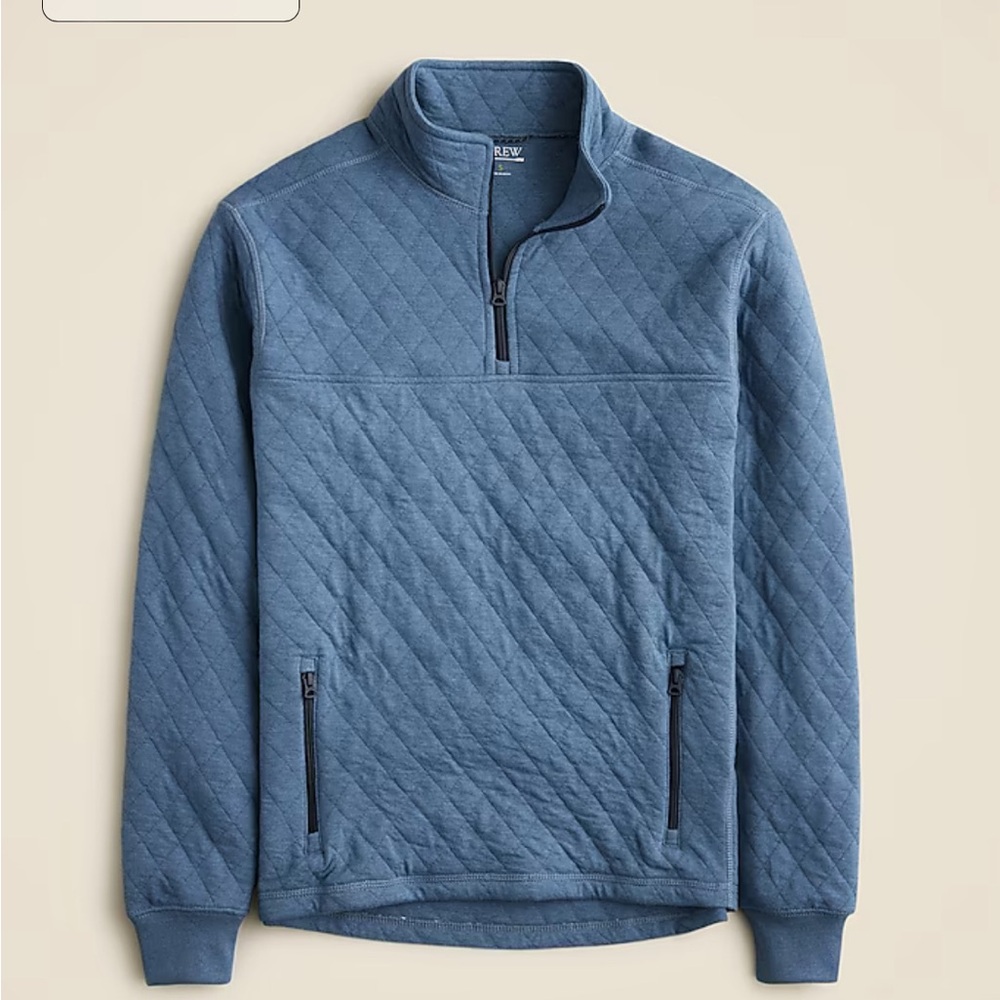 I.  Crew quilted half zip pullover- Men Small, also good for Boy 16-18